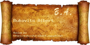 Bukovits Albert névjegykártya